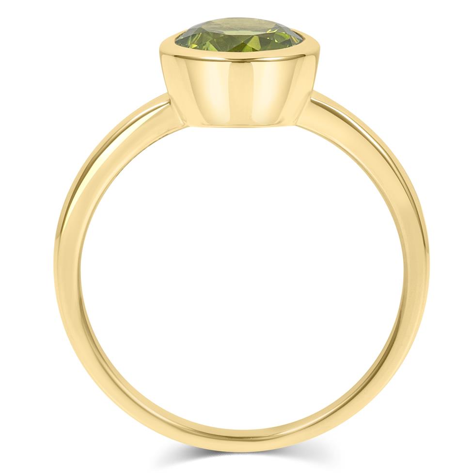 18ct Yellow Gold Peridot Rubover Dress Ring Thumbnail Image 3
