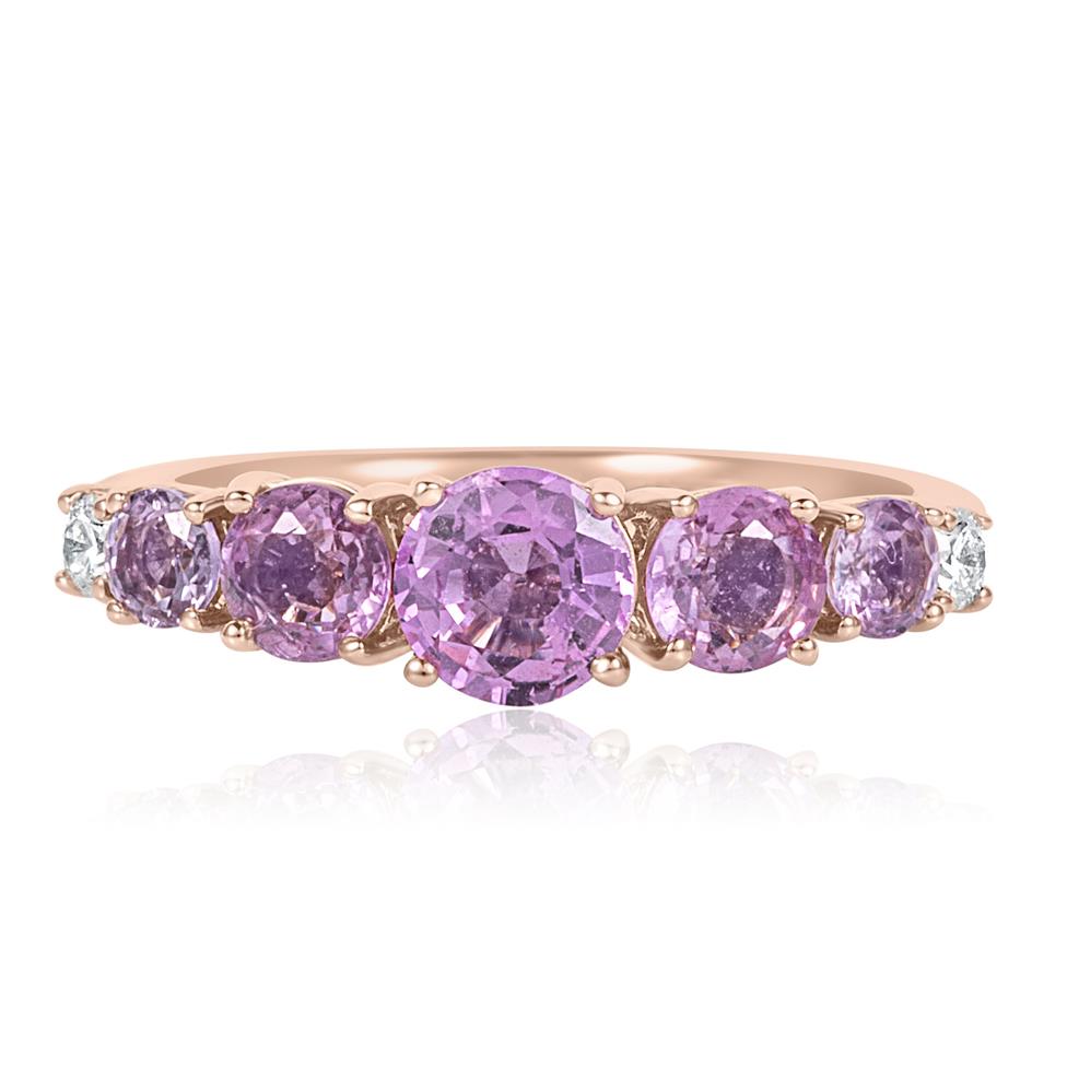 Bonbon 18ct Rose Gold Pink Sapphire and Diamond Dress Ring Thumbnail Image 3