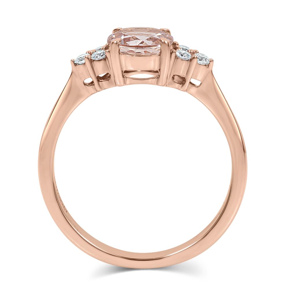 18ct Rose Gold Round Morganite and Diamond Dress Ring Thumbnail Image 4