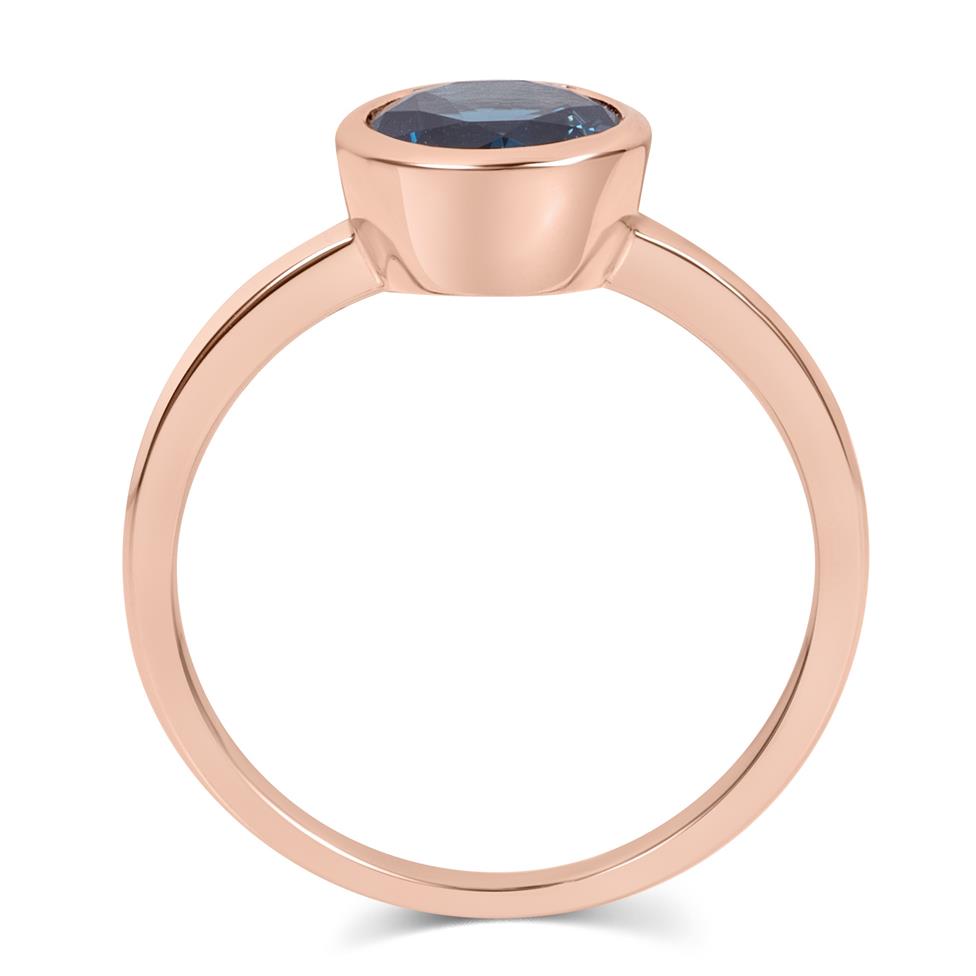 18ct Rose Gold London Blue Topaz Rubover Dress Ring Thumbnail Image 3