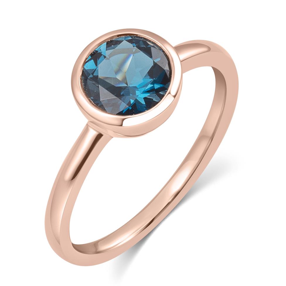 18ct Rose Gold London Blue Topaz Rubover Dress Ring Thumbnail Image 0
