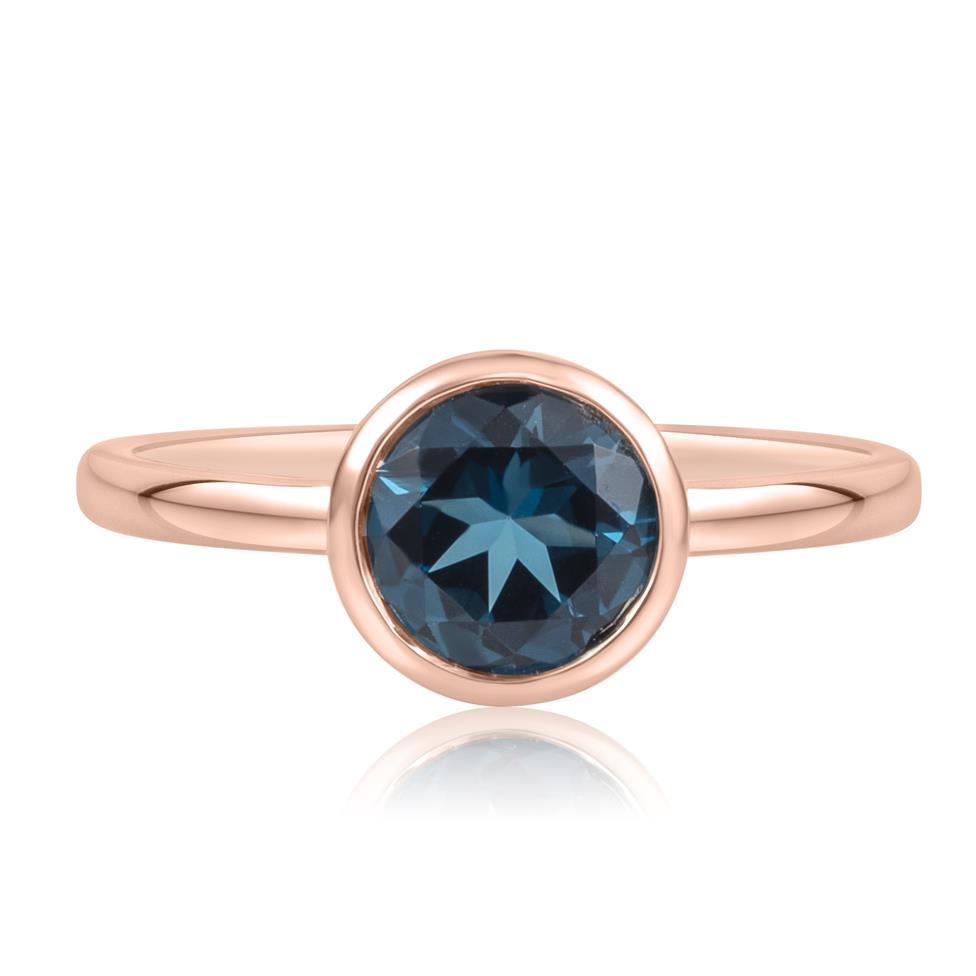 18ct Rose Gold London Blue Topaz Rubover Dress Ring Thumbnail Image 2