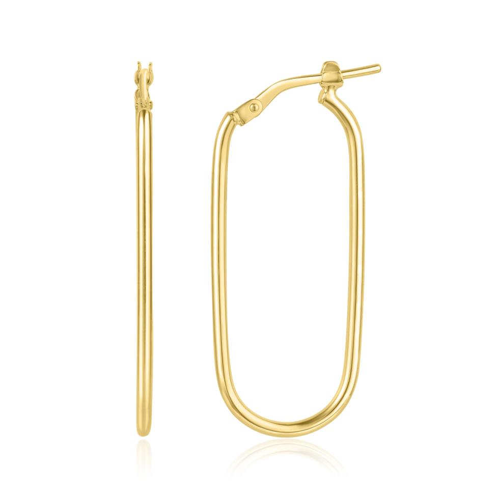 18ct Yellow Gold Oval Hoop Earrings 35mm Thumbnail Image 0