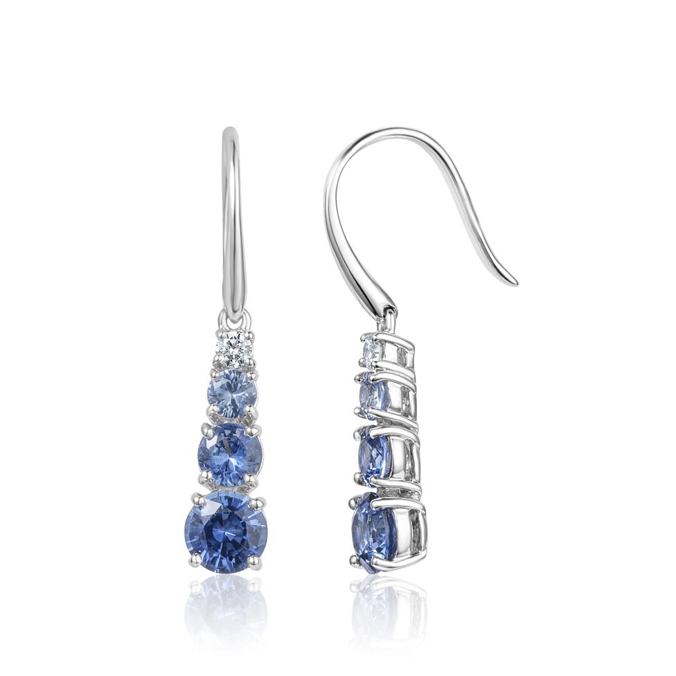 Bonbon 18ct White Gold Sapphire and Diamond Drop Earrings Thumbnail Image 0