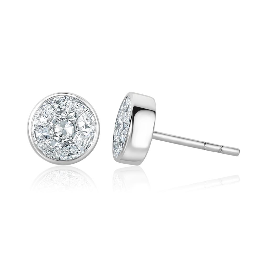 18ct White Gold Illusion Detail Diamond Stud Earrings 0.90ct Thumbnail Image 0