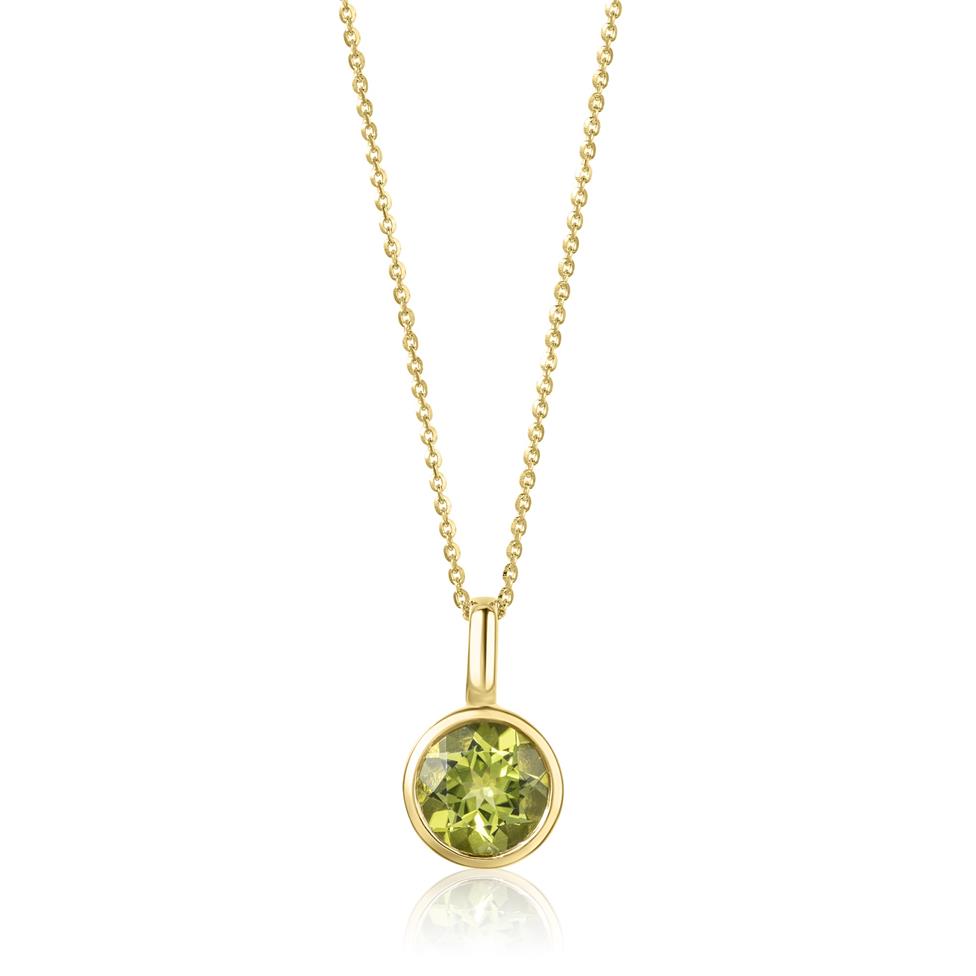 18ct Yellow Gold Peridot Rubover Pendant Thumbnail Image 0