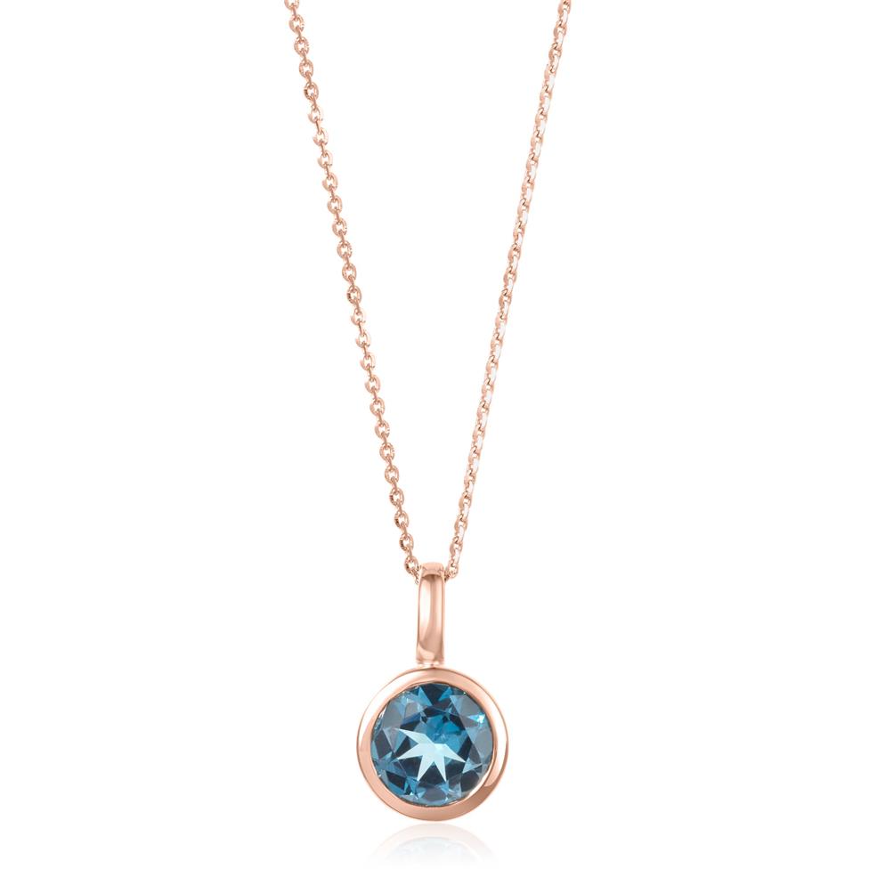 18ct Rose Gold London Blue Topaz Rubover Pendant Thumbnail Image 0
