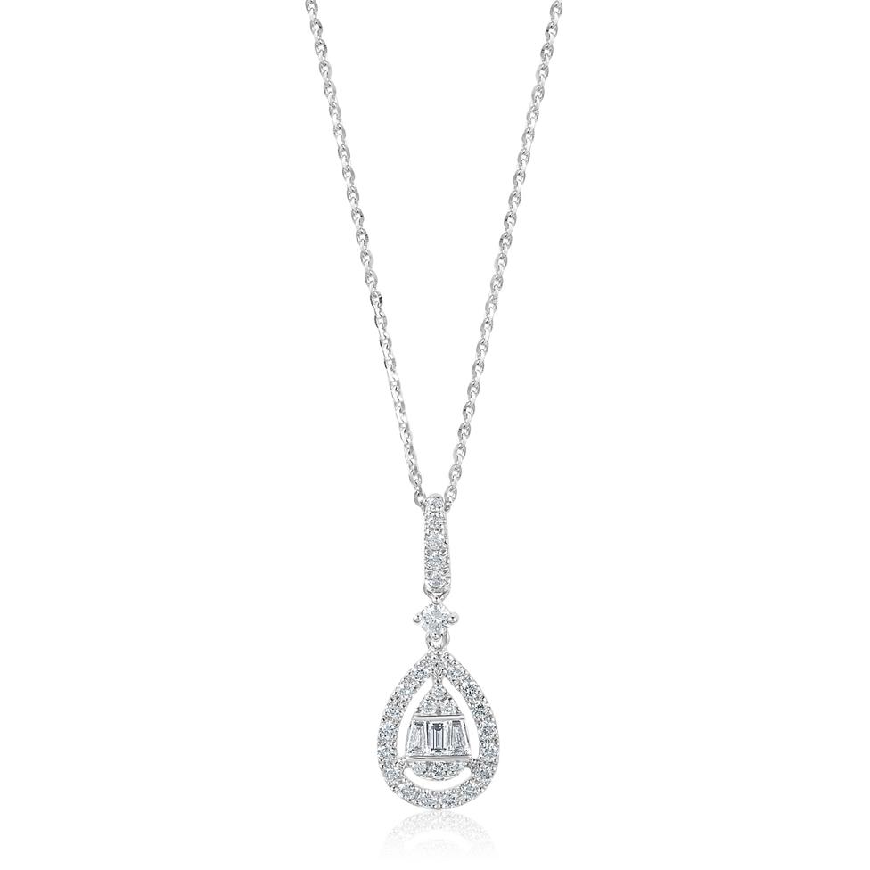 18ct White Gold Pear Shape Diamond Cluster Pendant 0.23ct Thumbnail Image 0