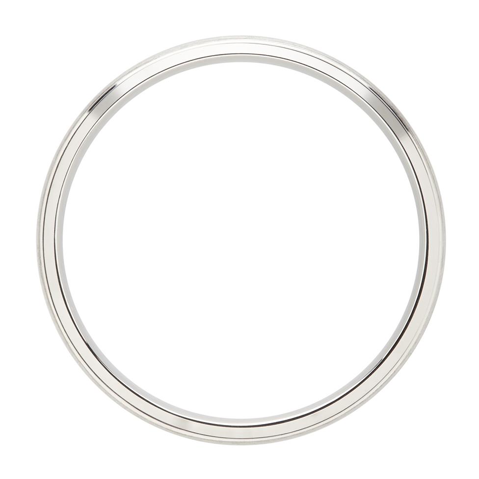 Platinum Groove Detail Brushed Finish Wedding Ring Thumbnail Image 1