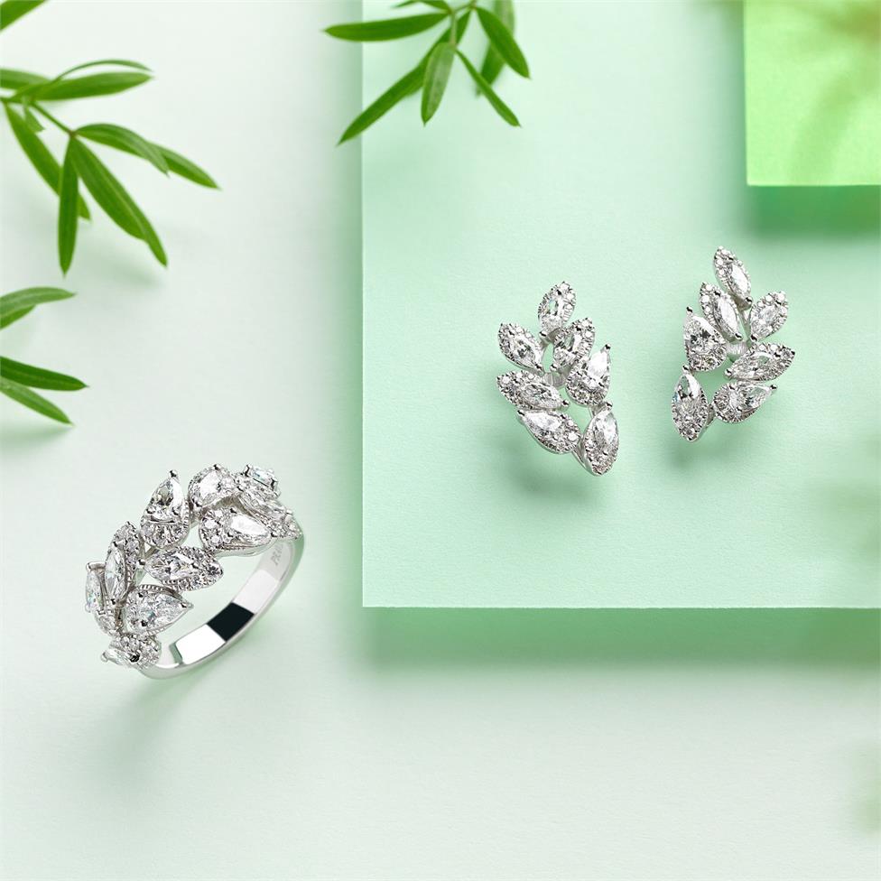 Eden 18ct White Gold Round, Marquise and Pear Shape Diamond Earrings 1.60ct Thumbnail Image 2