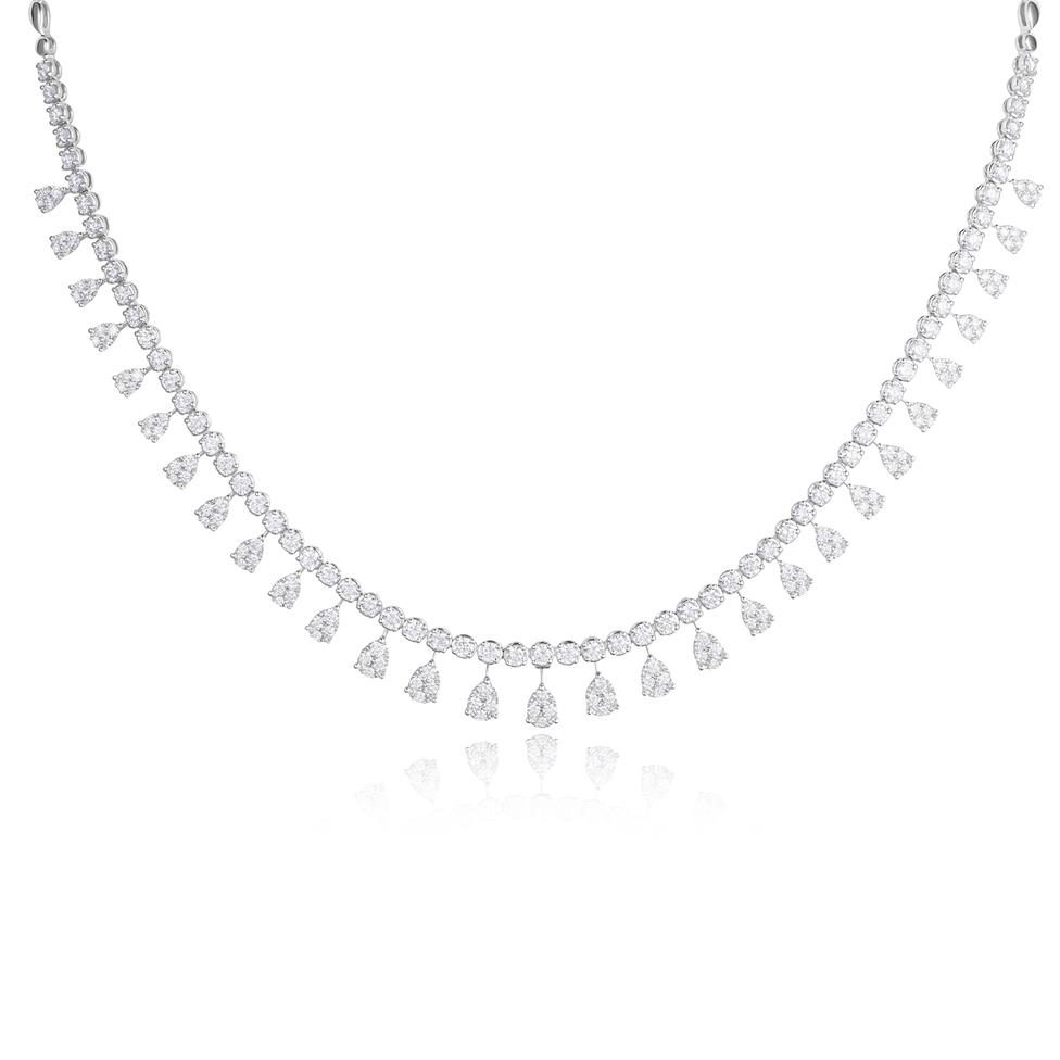 18ct White Gold Illusion Detail Diamond Necklace 4.87ct Thumbnail Image 0