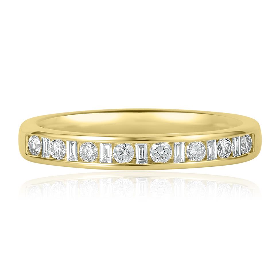 18ct Yellow Gold Alternating Baguette Cut Diamond Half Eternity Ring 0.25ct Thumbnail Image 1