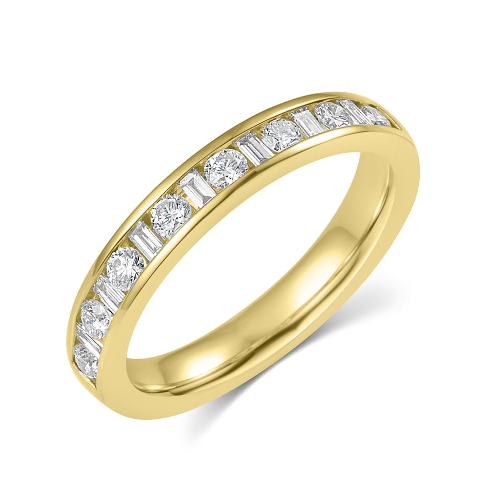 18ct Yellow Gold Alternating Baguette Cut Diamond Half Eternity Ring 0.50ct Thumbnail Image 0