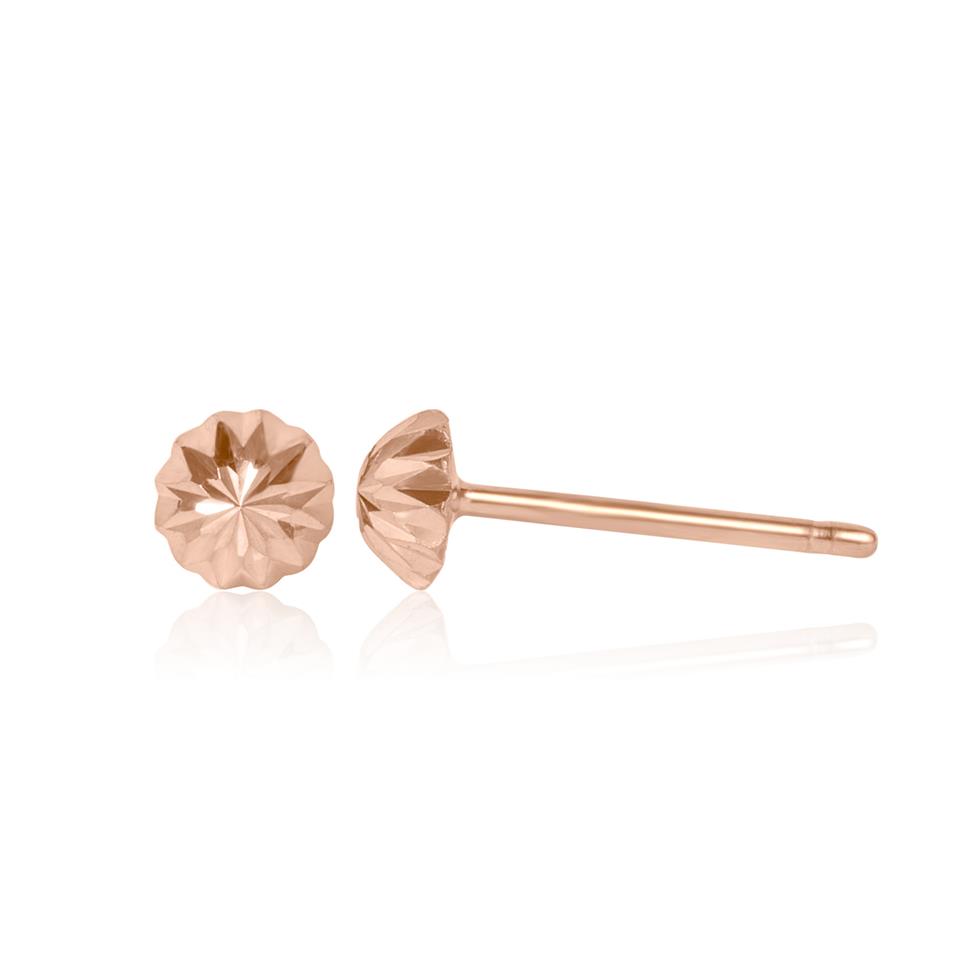 18ct Rose Gold Diamond-Cut Dome Stud Earrings Thumbnail Image 0