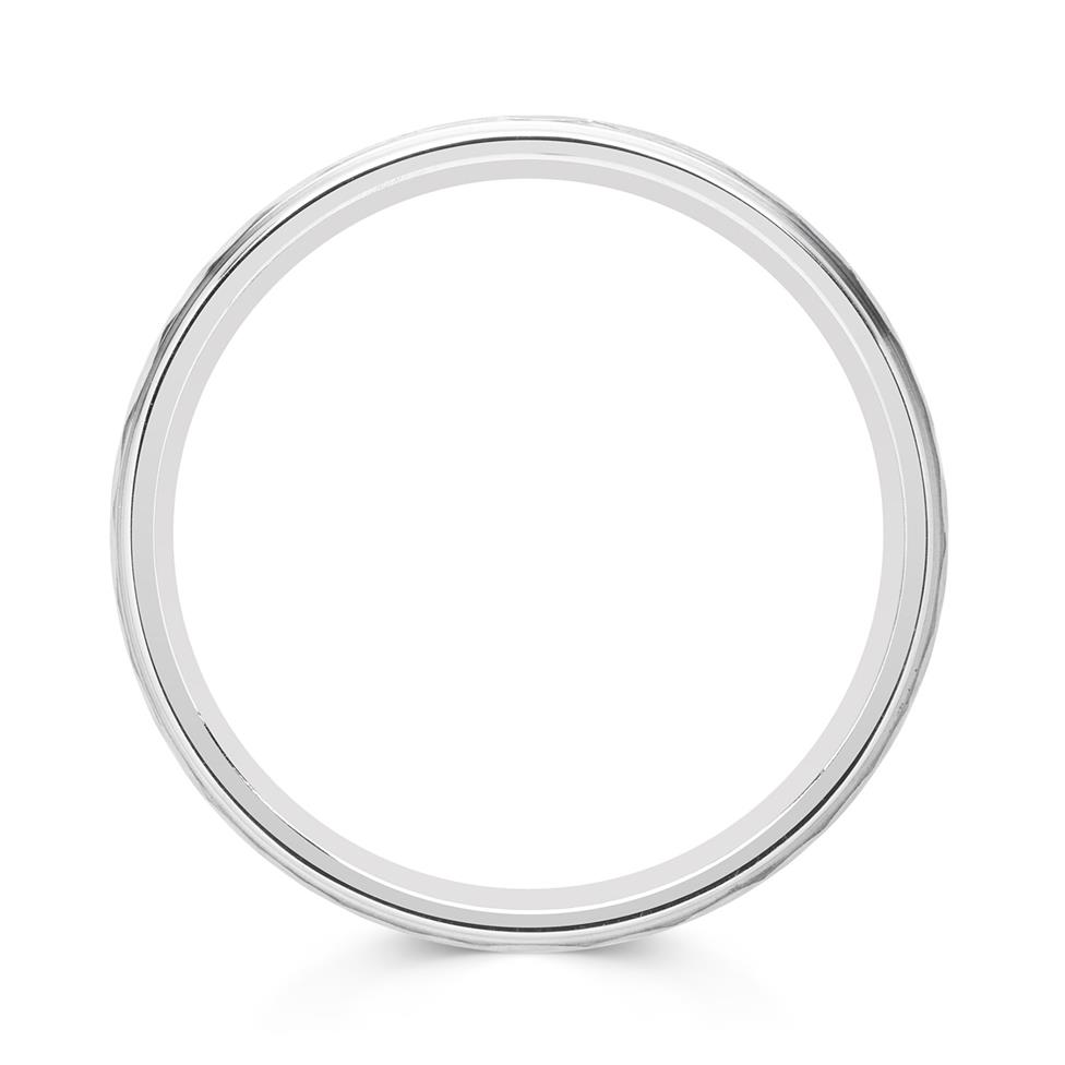 Platinum Hammered Finish Wedding Ring Thumbnail Image 1