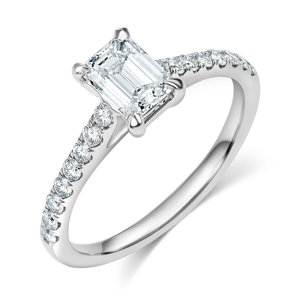 Platinum Emerald Cut Diamond Solitaire Engagement Ring 0.70ct Thumbnail Image 0