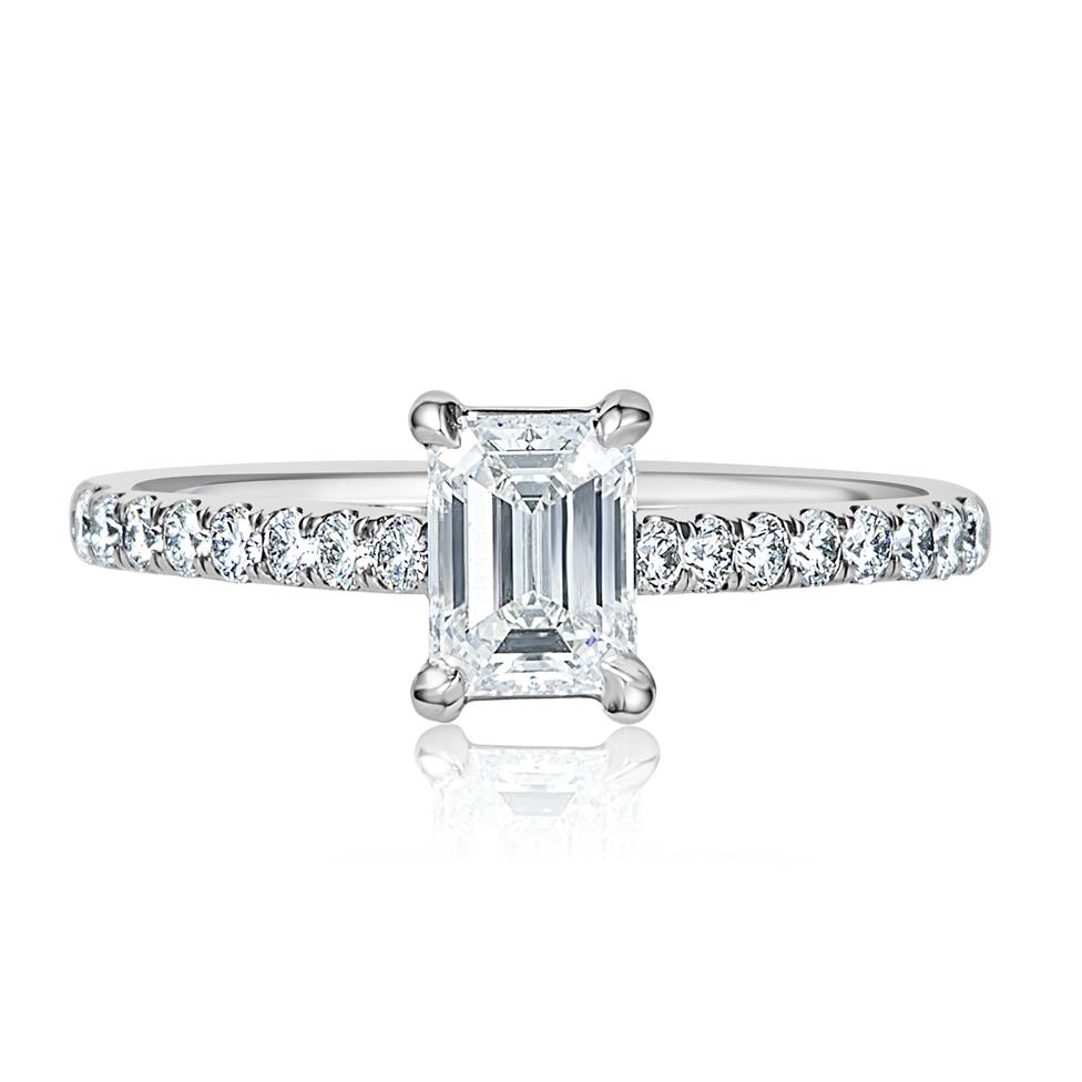 Platinum Emerald Cut Diamond Solitaire Engagement Ring 0.70ct Thumbnail Image 1
