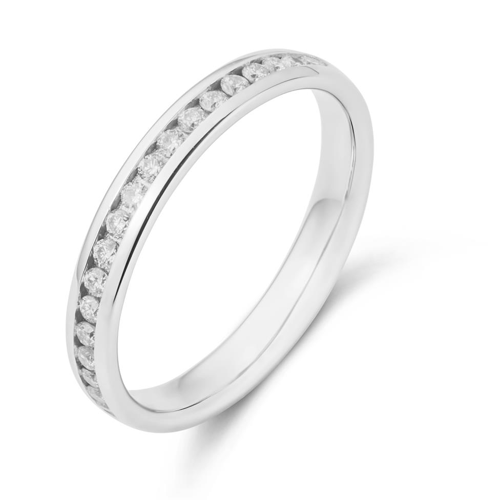Platinum Diamond Court Shape Eternity Ring Thumbnail Image 0