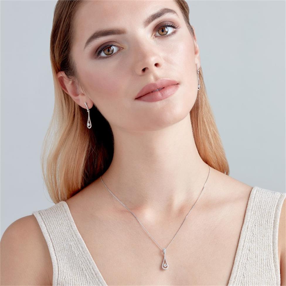 18ct White Gold Diamond Teardrop Earrings Thumbnail Image 1