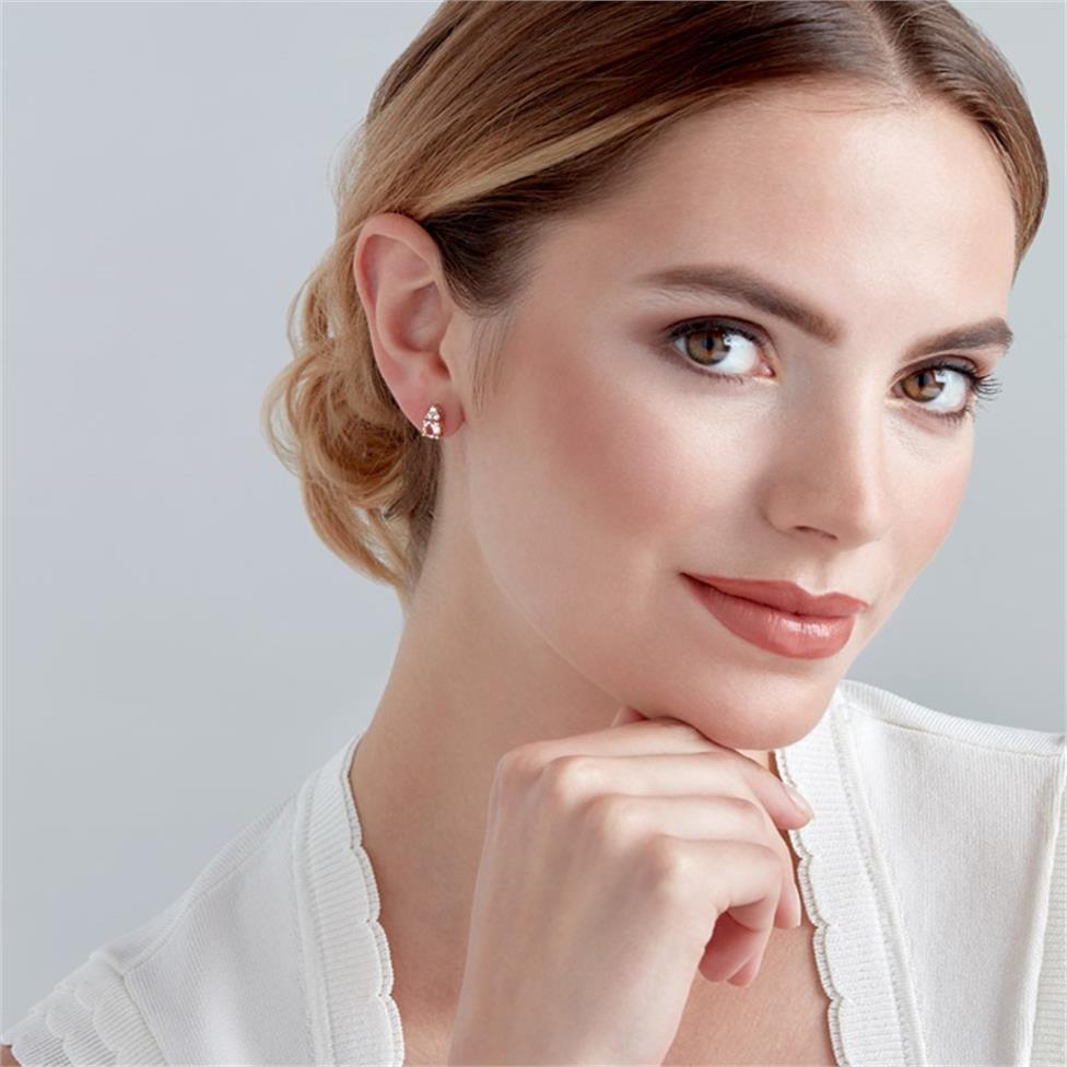18ct Rose Gold Morganite and Diamond Earrings Thumbnail Image 1