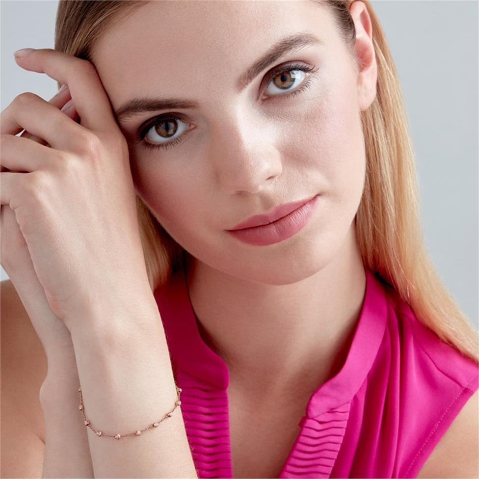18ct Rose Gold Faceted Bead Detail Station Bracelet  Thumbnail Image 1