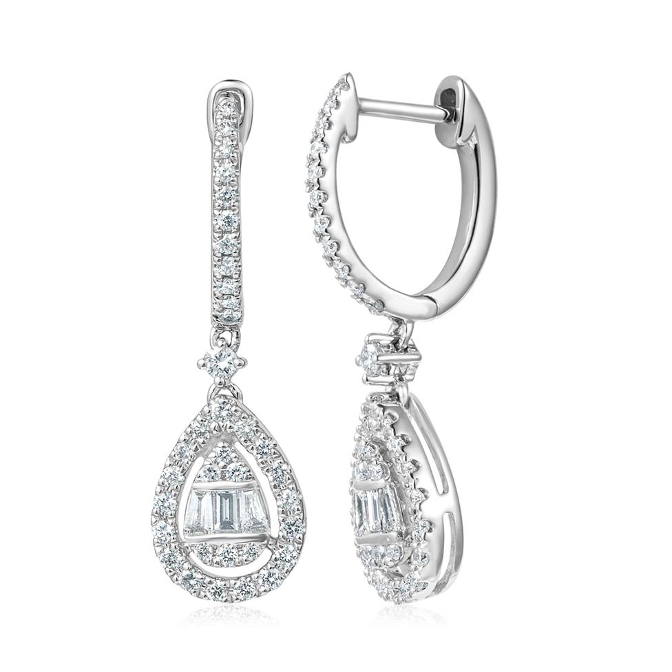 18ct White Gold Pear Shape Diamond Drop Earrings 0.44ct Thumbnail Image 0