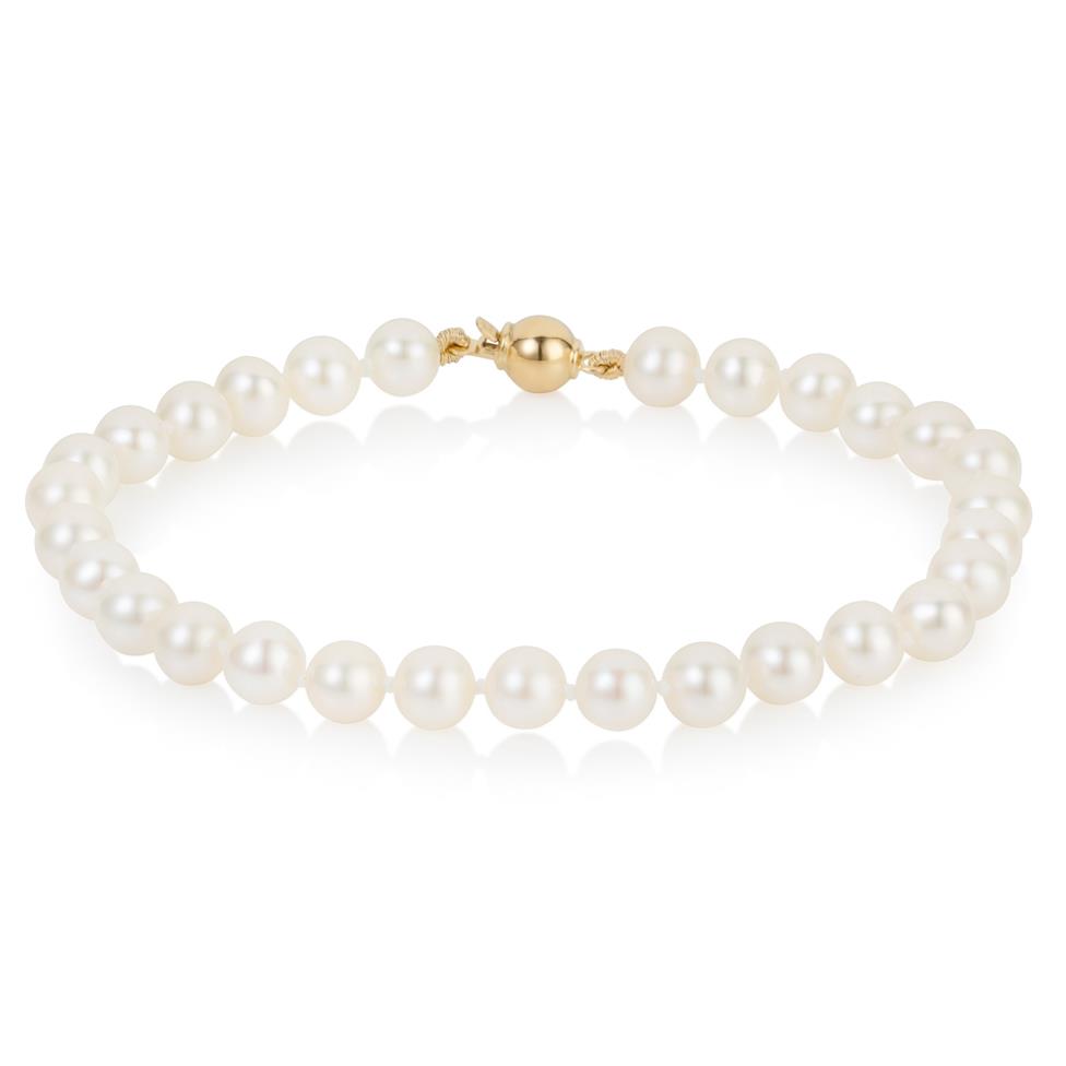 18ct Yellow Gold Freshwater Pearl Bracelet 5.5-6.0mm | 19cm Thumbnail Image 0
