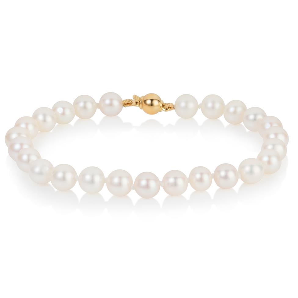 18ct Yellow Gold Freshwater Pearl Bracelet 6.5-7.0mm | 19cm Thumbnail Image 0