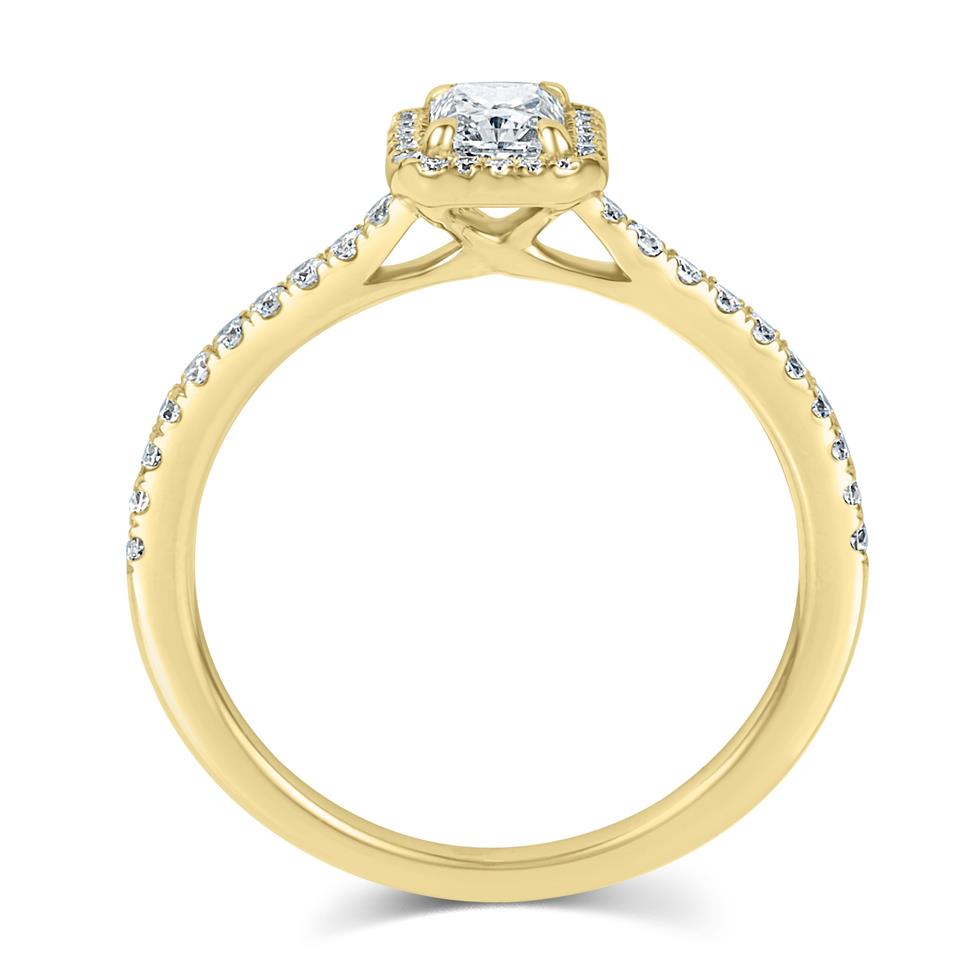 18ct Yellow Gold Radiant Cut Diamond Halo Engagement Ring 0.50ct Thumbnail Image 3
