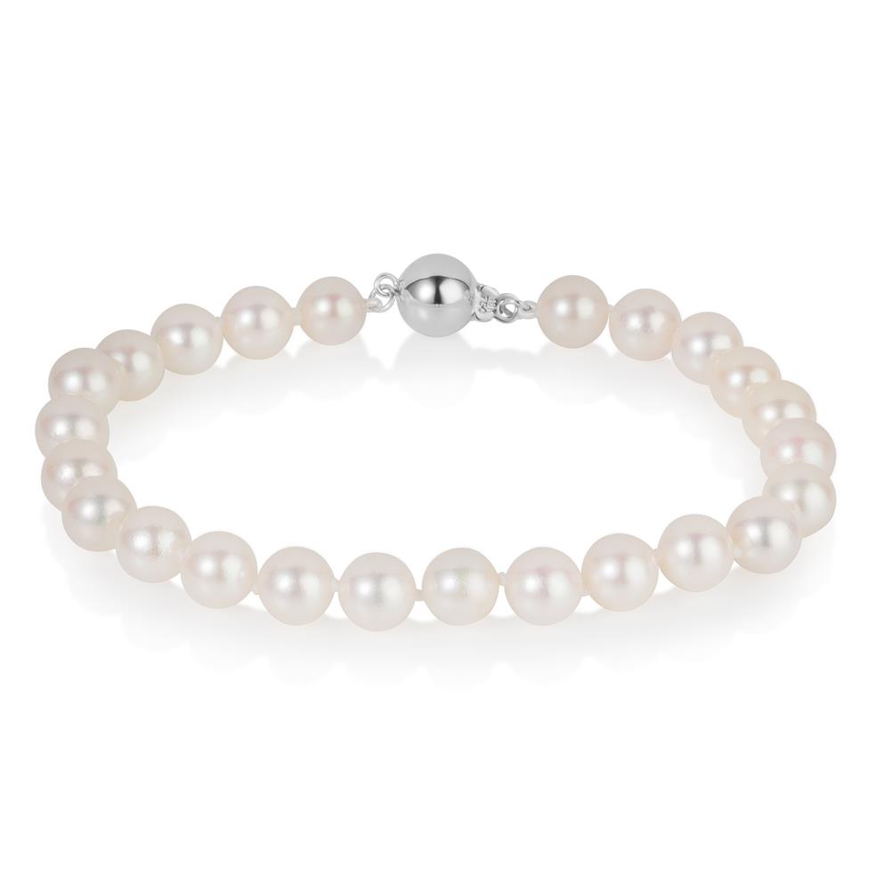 18ct White Gold Akoya Pearl Bracelet 6.5-7.0mm | 19cm Thumbnail Image 0