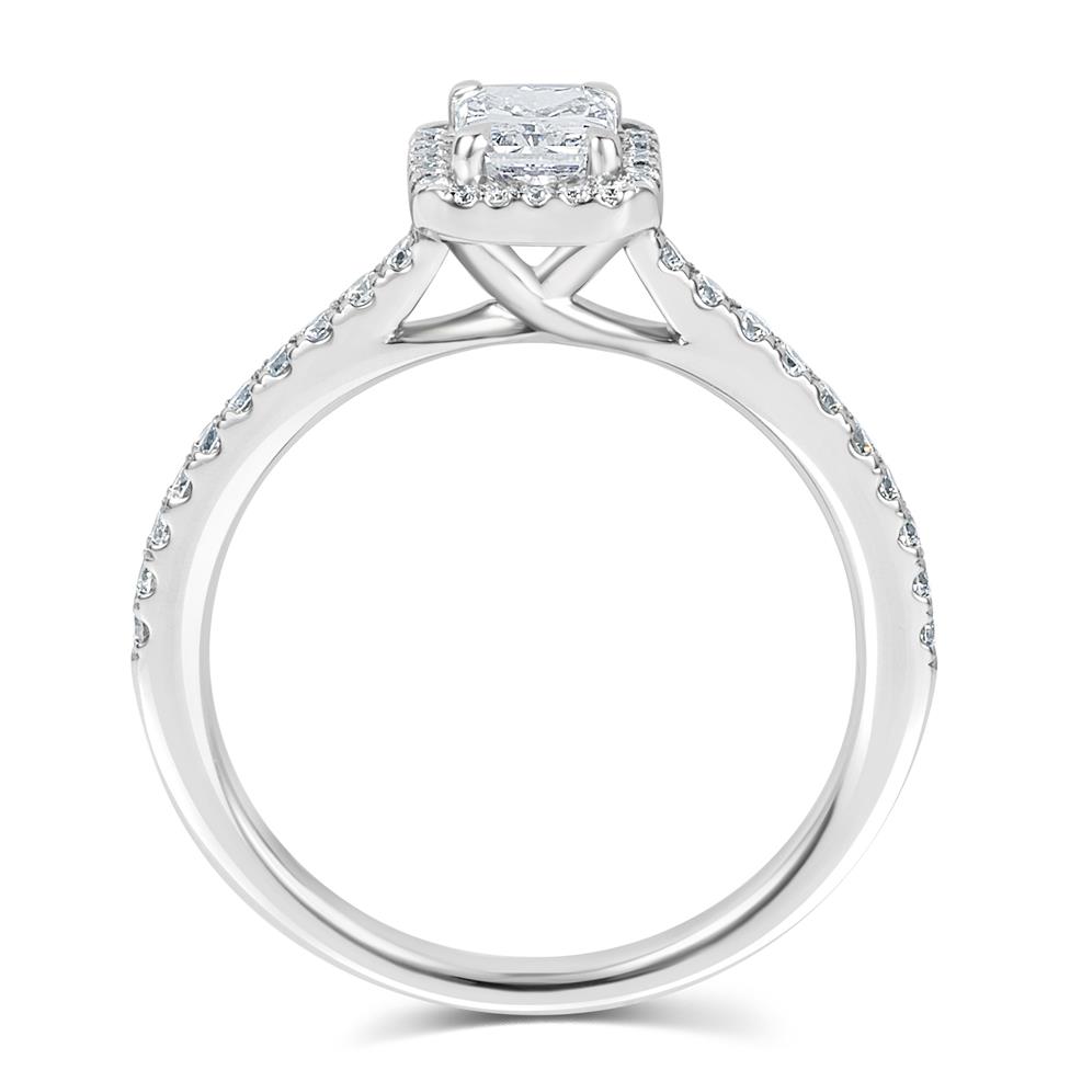 Platinum Radiant Cut Diamond Halo Engagement Ring 0.50ct Thumbnail Image 3