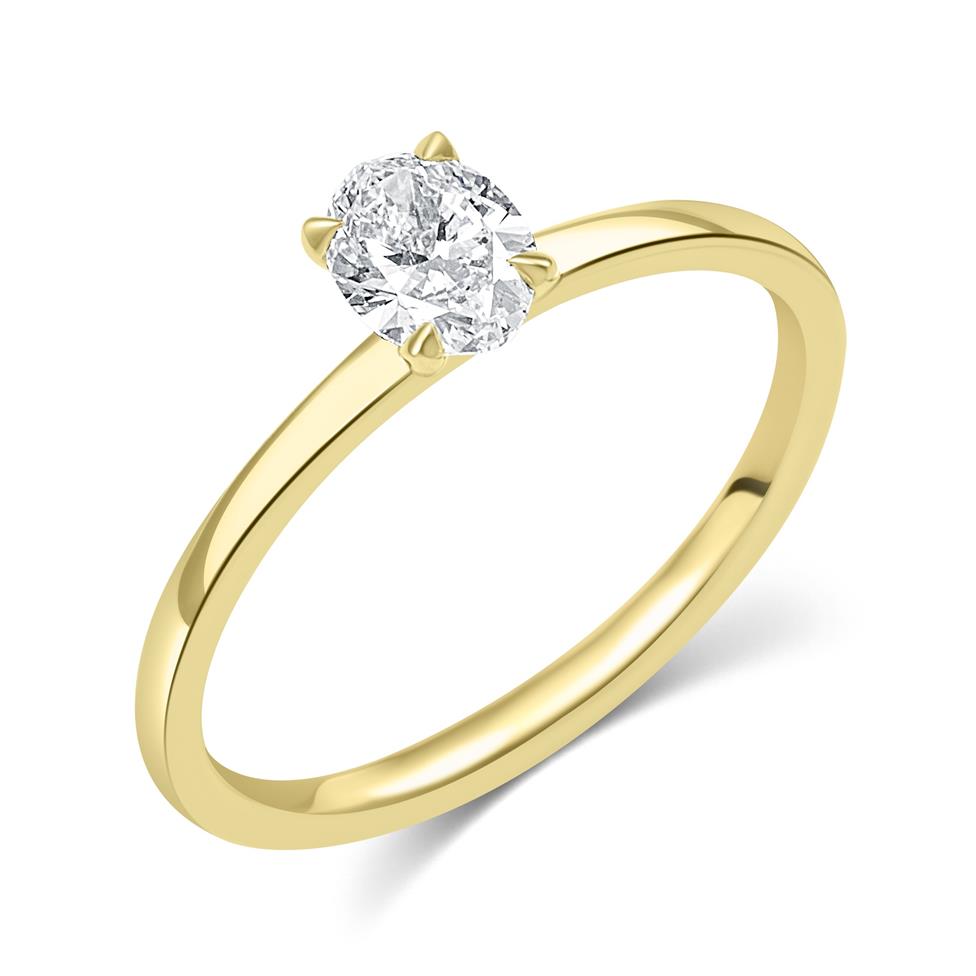 18ct Yellow Gold Oval Cut Diamond Solitaire Engagement Ring 0.50ct Thumbnail Image 0