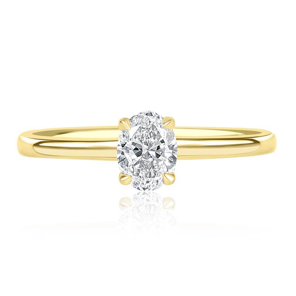 18ct Yellow Gold Oval Cut Diamond Solitaire Engagement Ring 0.50ct Thumbnail Image 1