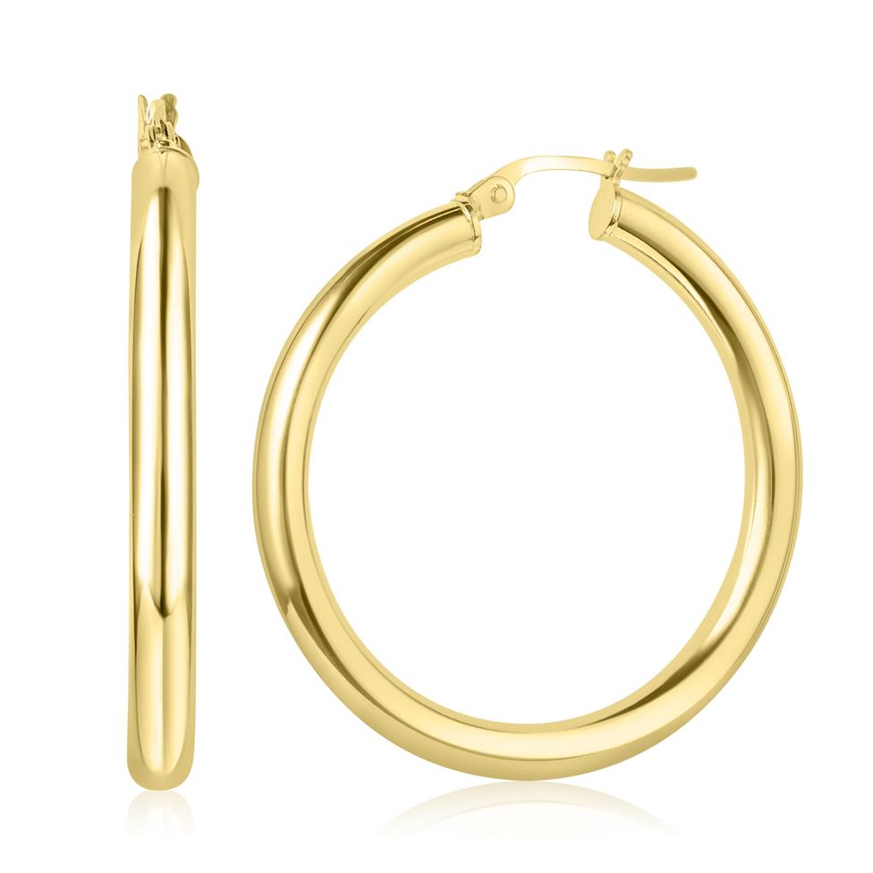18ct Yellow Gold Hoop Earrings 31mm Thumbnail Image 0