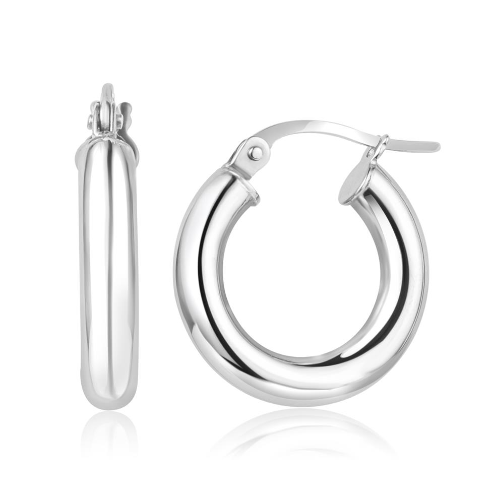 18ct White Gold Hoop Earrings 16mm Thumbnail Image 0
