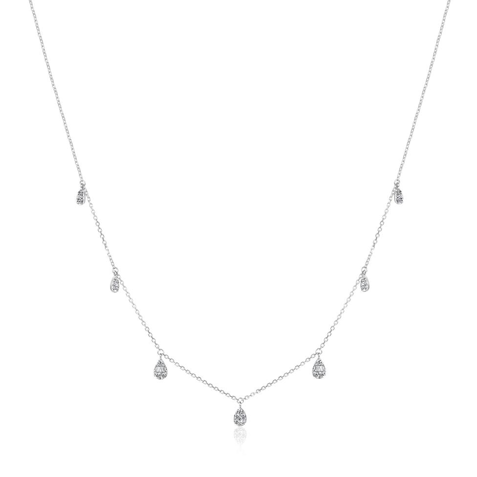 18ct White Gold Diamond Station Necklace 0.30ct Thumbnail Image 0