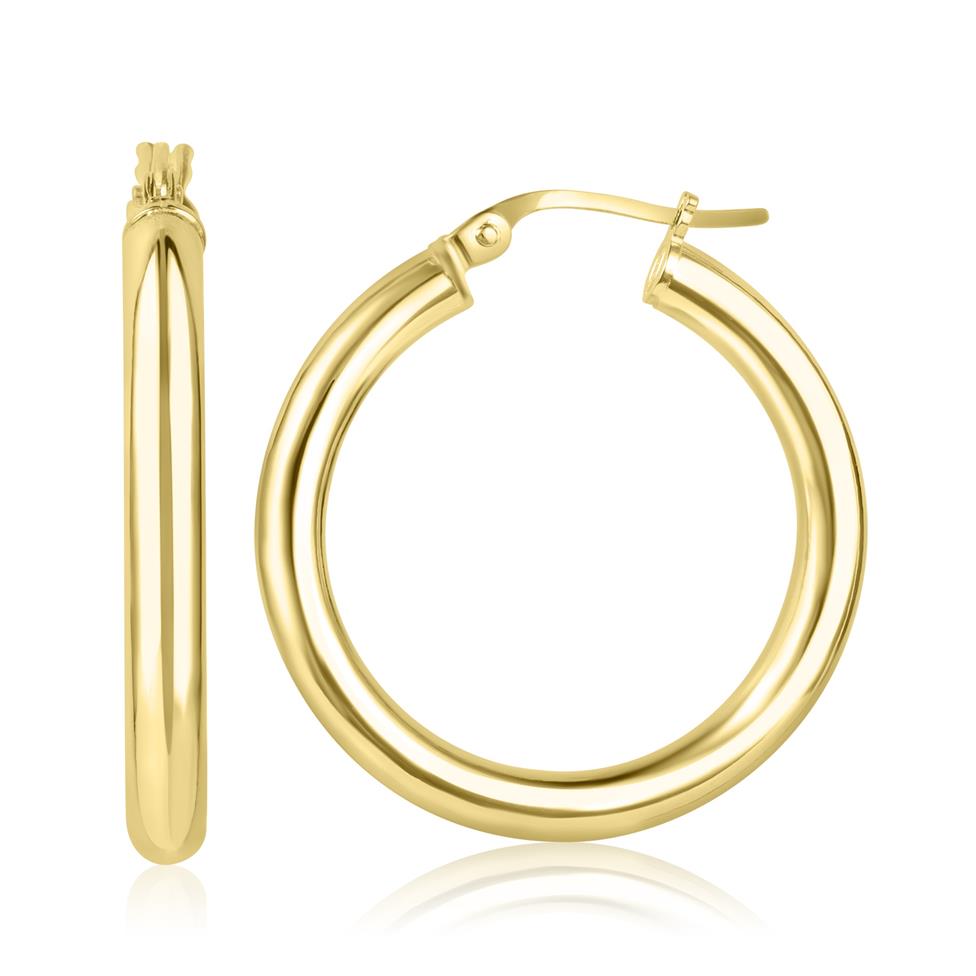18ct Yellow Gold Hoop Earrings 26mm Thumbnail Image 0
