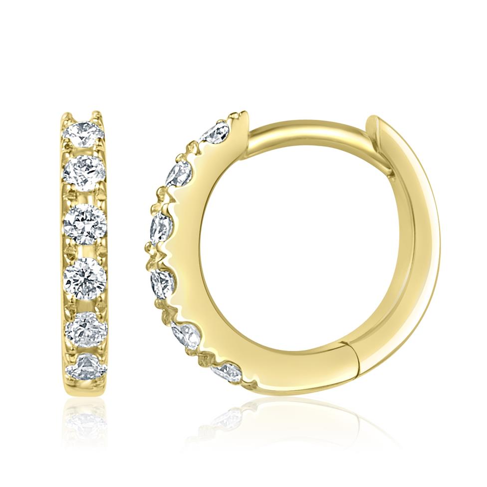 18ct Yellow Gold Huggie Hoop Earrings 0.14ct Thumbnail Image 0