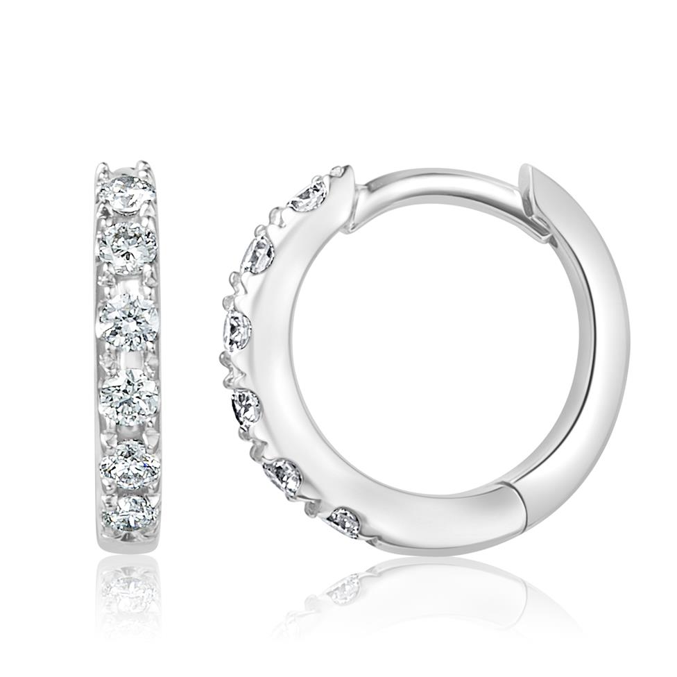 18ct White Gold Huggie Hoop Earrings 0.14ct Thumbnail Image 0