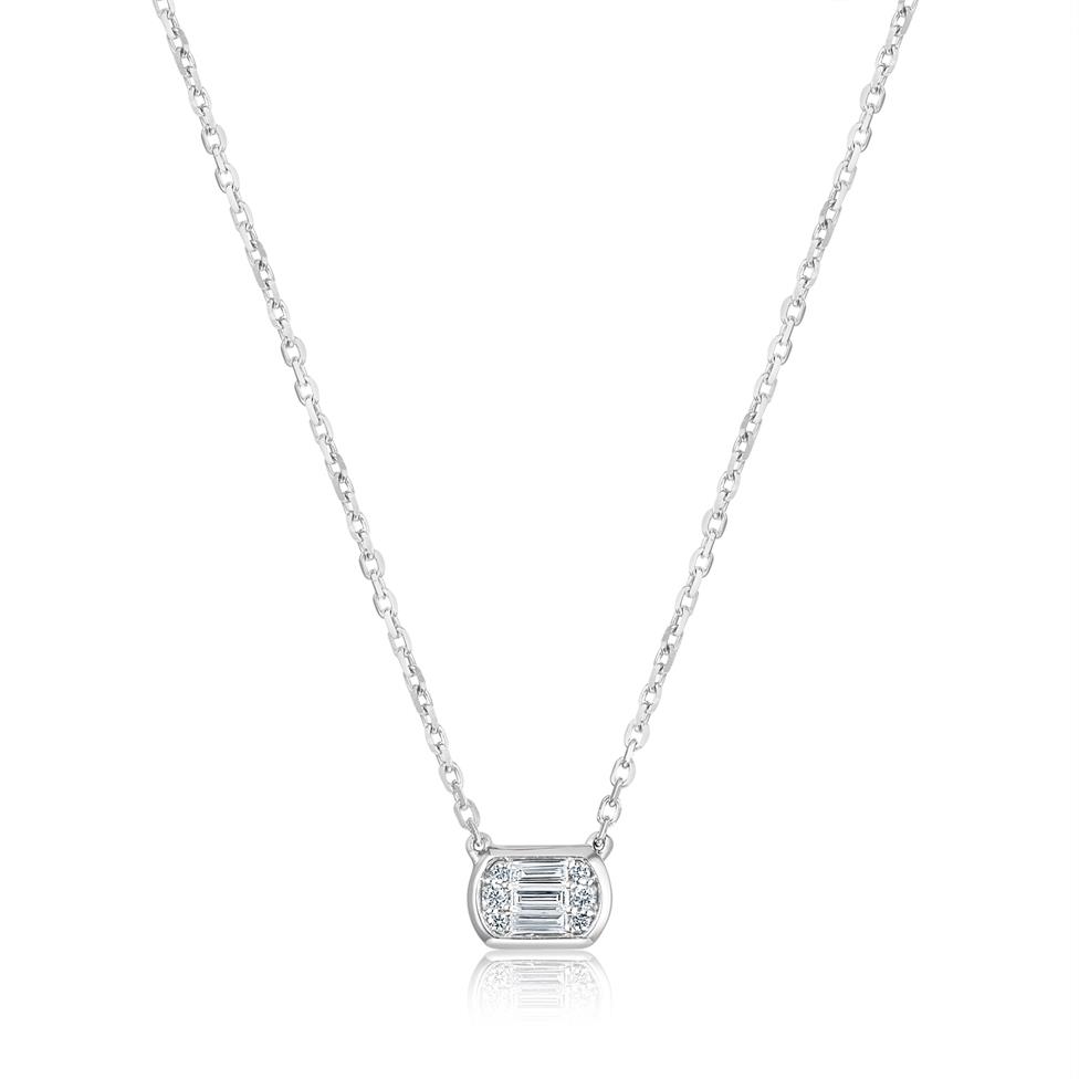 18ct White Gold Illusion Set Diamond Necklace 0.12ct Thumbnail Image 0