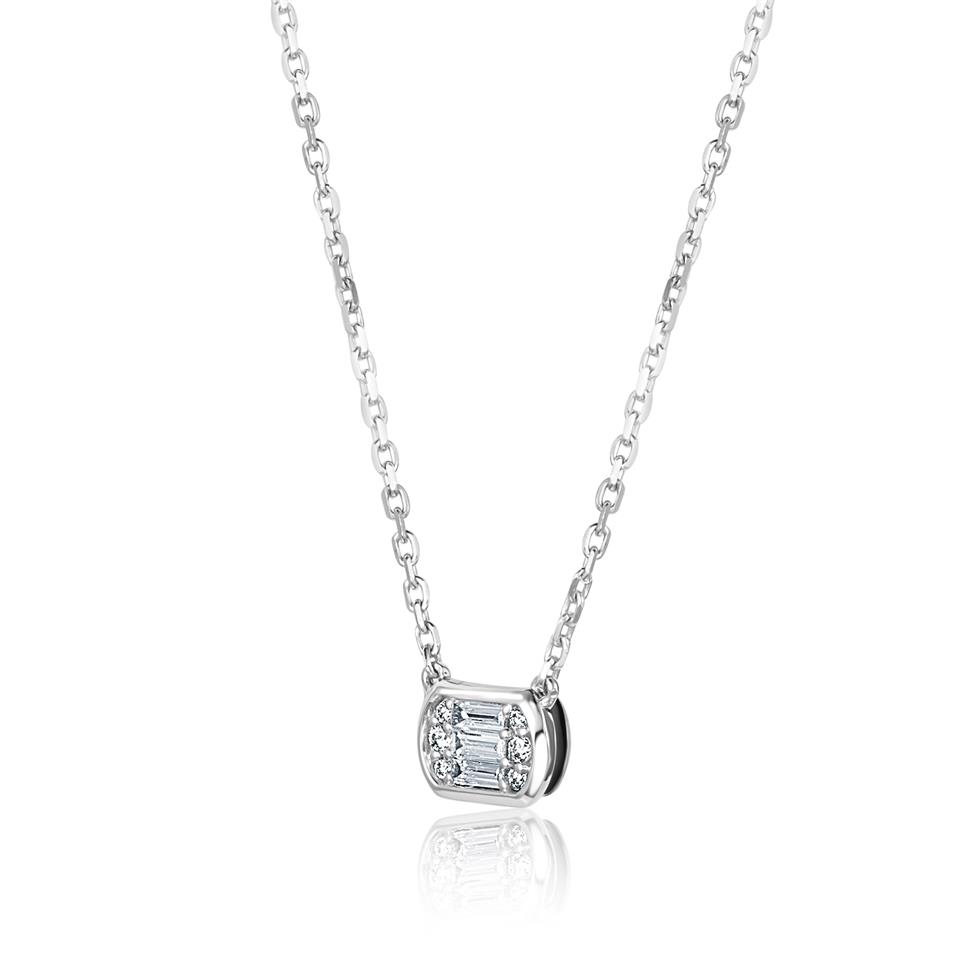 18ct White Gold Illusion Set Diamond Necklace 0.12ct Thumbnail Image 1