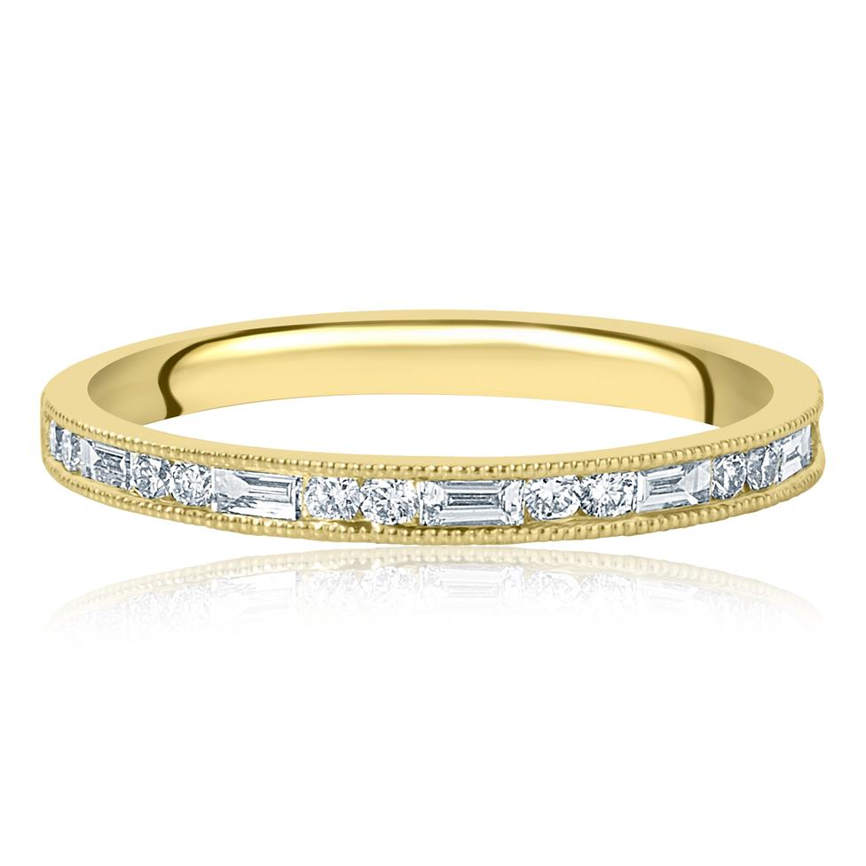 18ct Yellow Gold Alternating Baguette Cut Diamond Half Eternity Ring 0.37ct Thumbnail Image 1