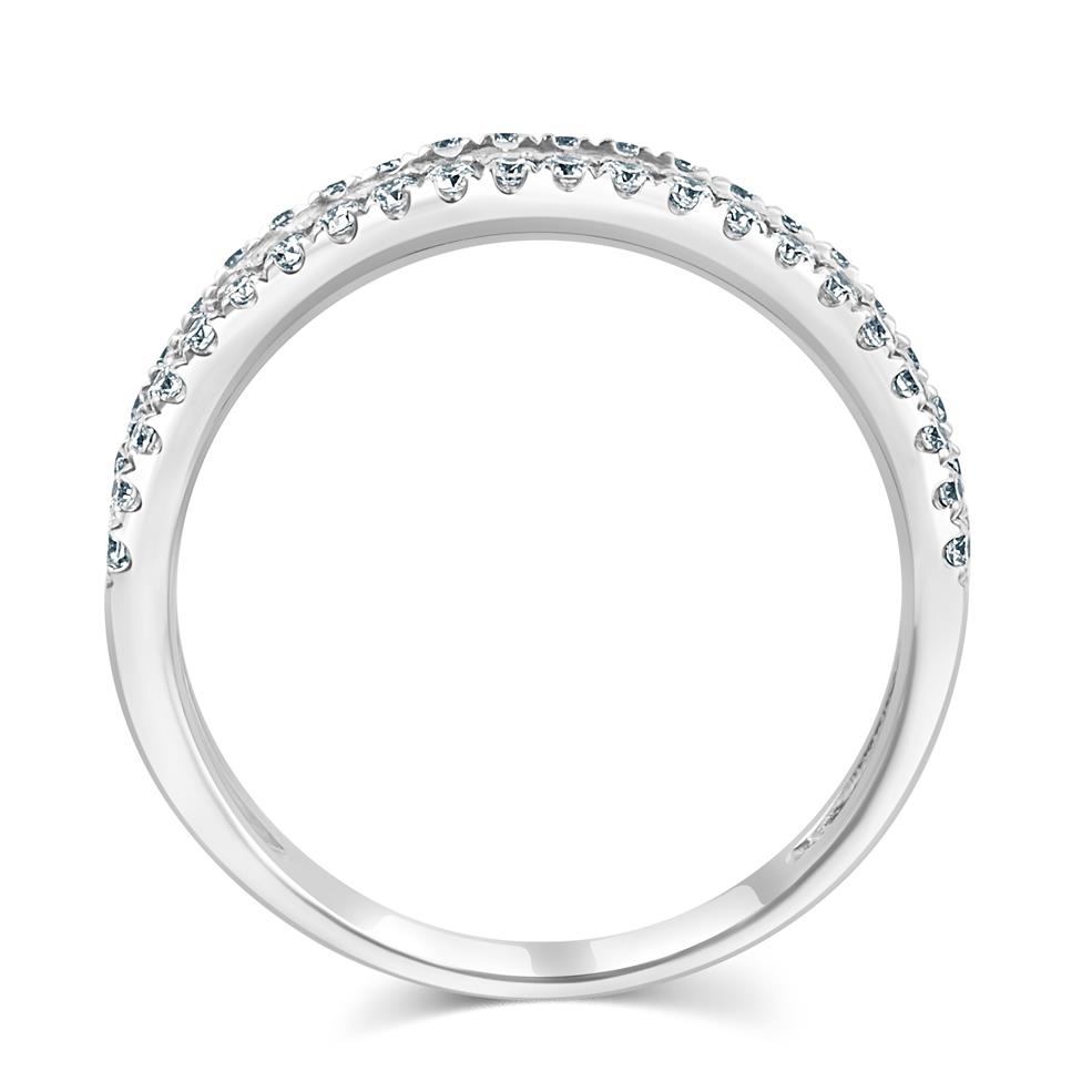18ct White Gold Three Row Baguette Cut and Round Diamond Dress Ring 1.48ct Thumbnail Image 3