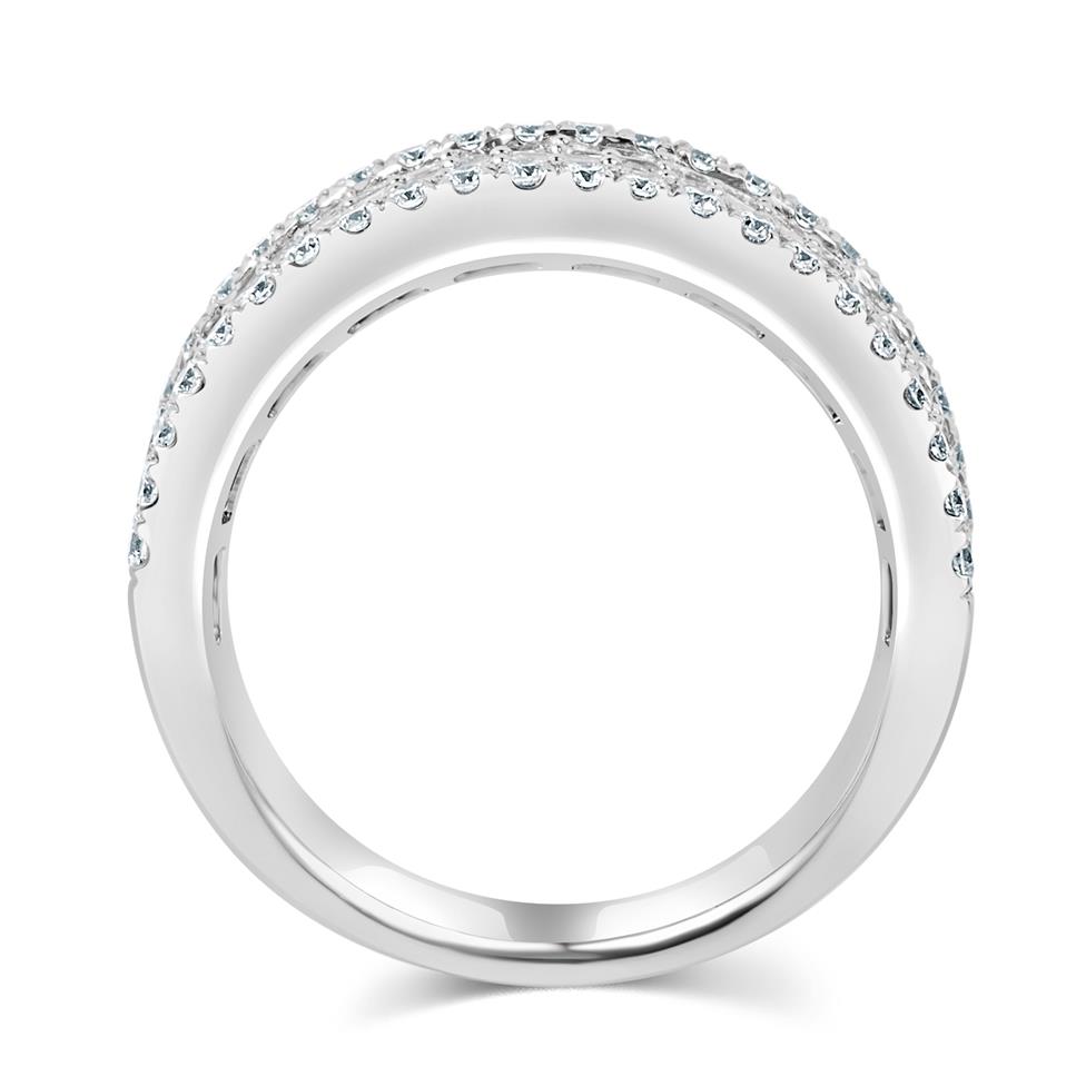18ct White Gold Five Row Baguette Cut and Round Diamond Dress Ring 1.95ct Thumbnail Image 2