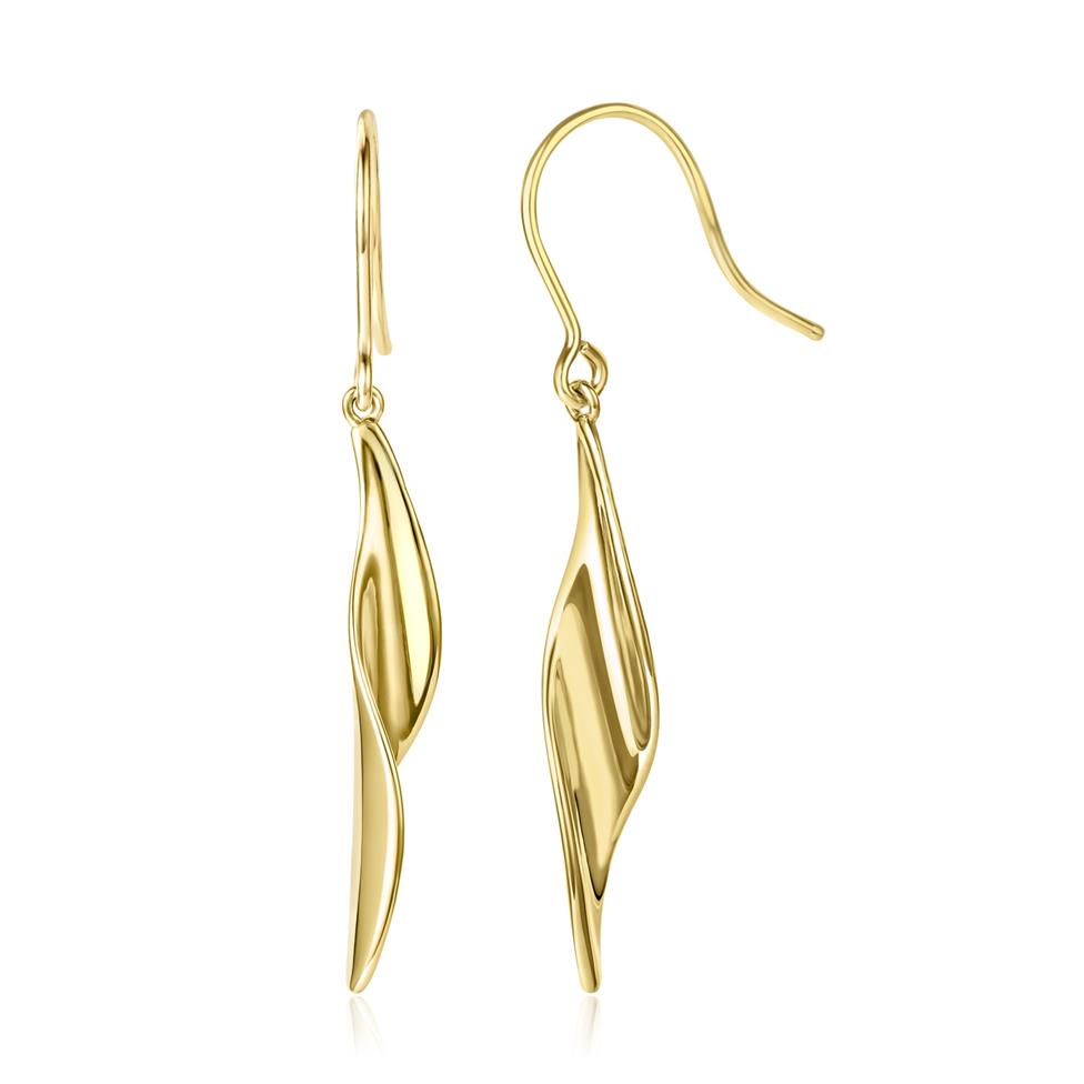 18ct Yellow Gold Twist Drop Earrings Thumbnail Image 0