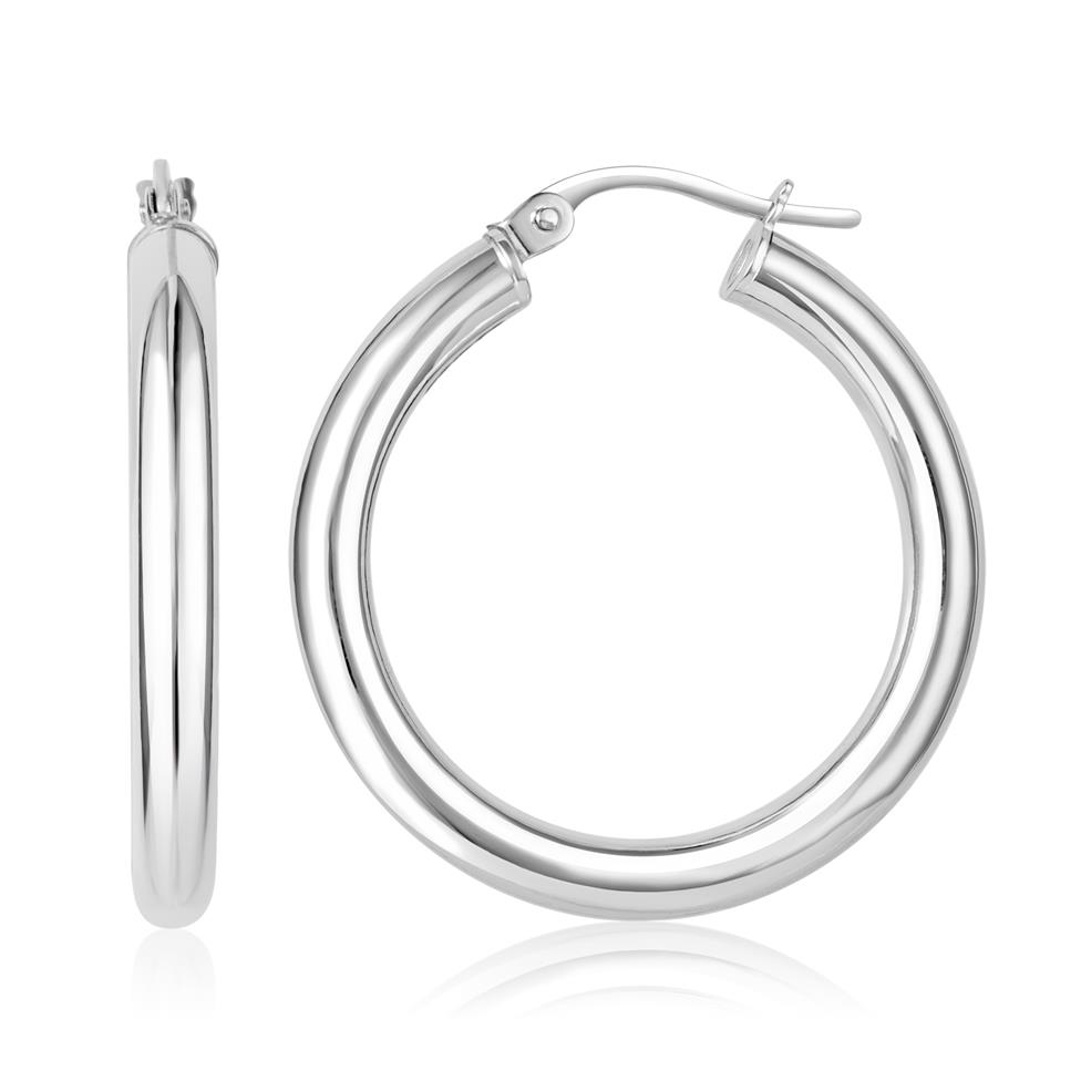 18ct White Gold Hoop Earrings 26mm Thumbnail Image 0