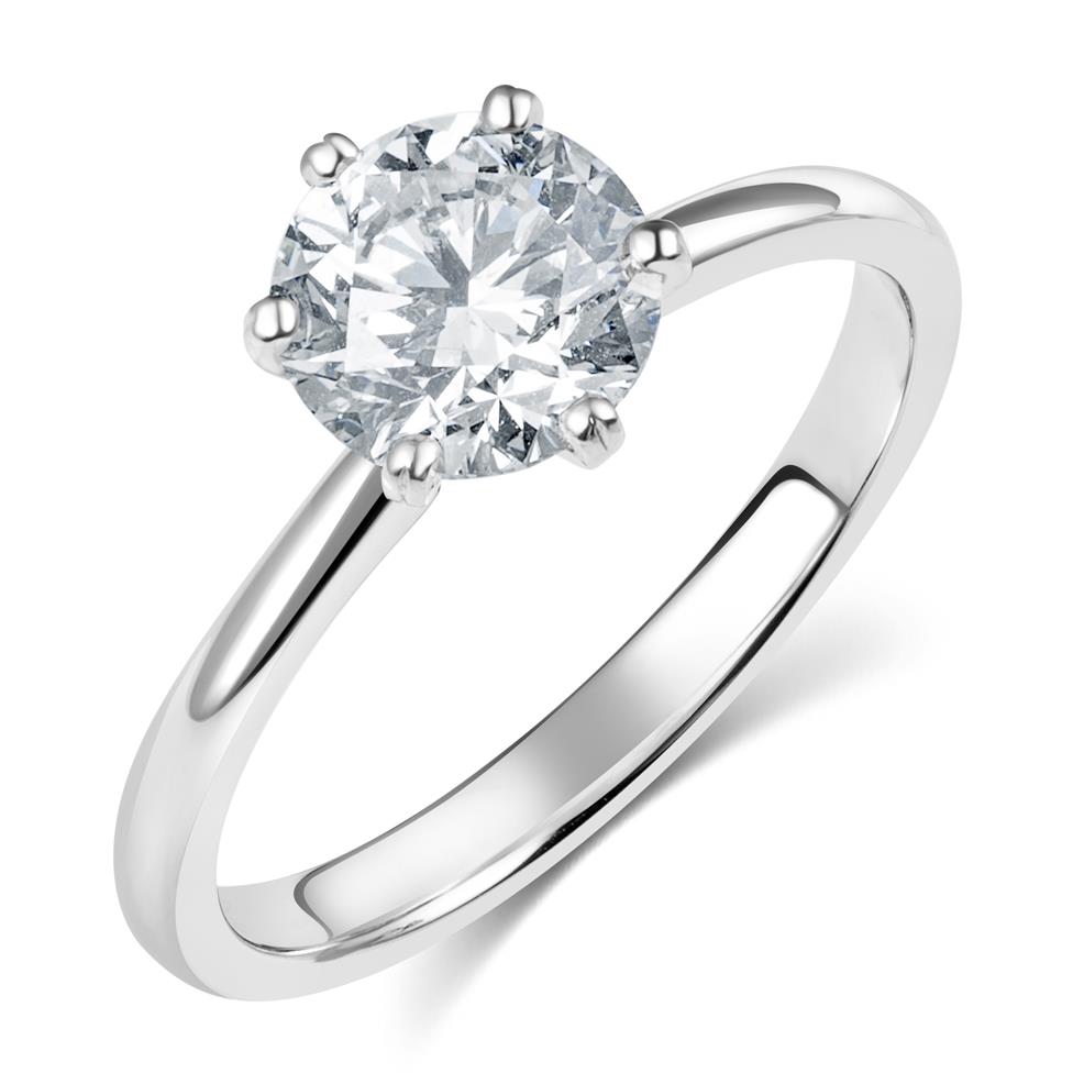 Platinum Six Claw Diamond Solitaire Engagement Ring 1.50ct Thumbnail Image 0