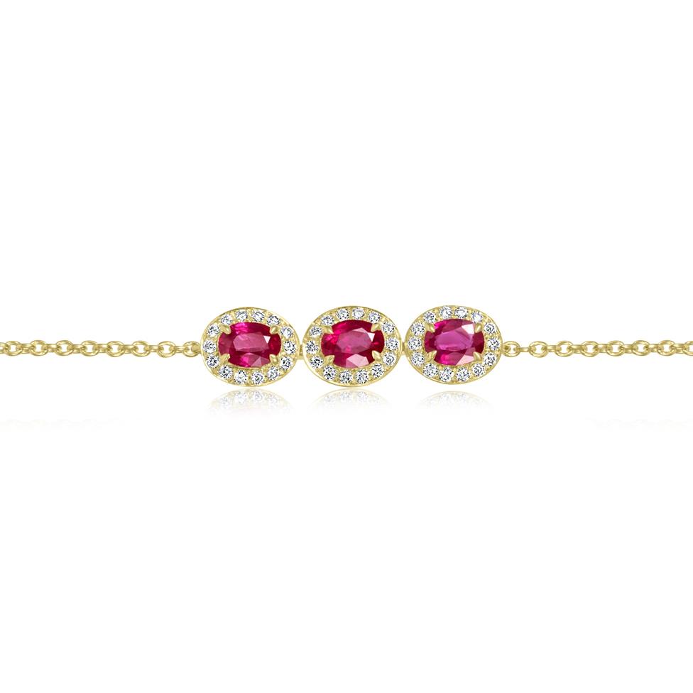 Camellia 18ct Yellow Gold Ruby and Diamond Bracelet Thumbnail Image 2