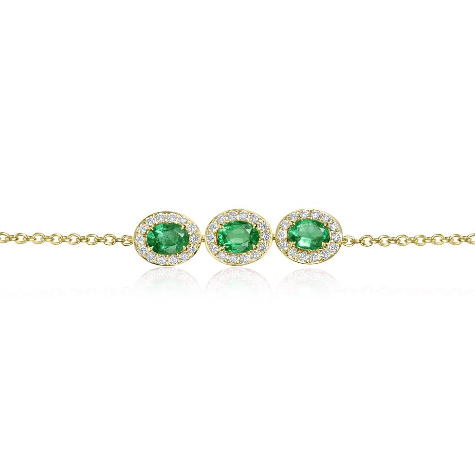 Camellia 18ct Yellow Gold Emerald and Diamond Bracelet Thumbnail Image 2
