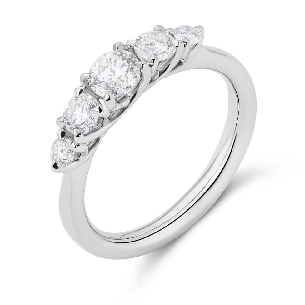 Platinum Five Stone Diamond Engagement Ring 0.80ct Thumbnail Image 0